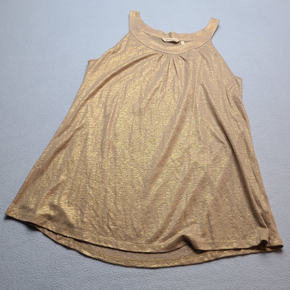 Soft Surroundings Tank Top Womens L Gold Excellent Linen Metallic 2FM58
